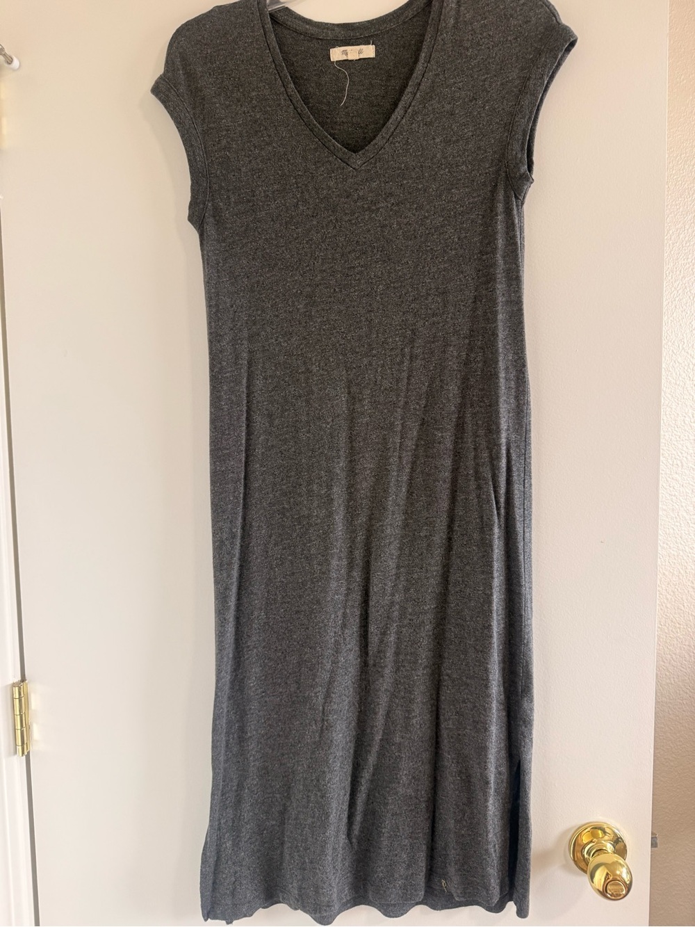 Madewell Charcoal V-Neck Cap Sleeve Maxi Dress